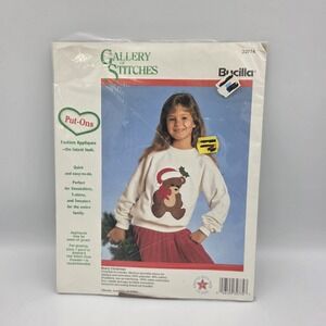 VTG Bucilla Gallery of Stitches Put-Ons Beary Christmas 32774 Applique